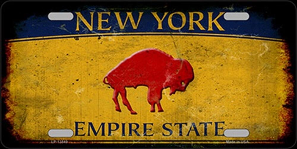 NFL Buffalo Bills License Plate Tag Metal Yellow Wall Sign Retro NY Old Logo New